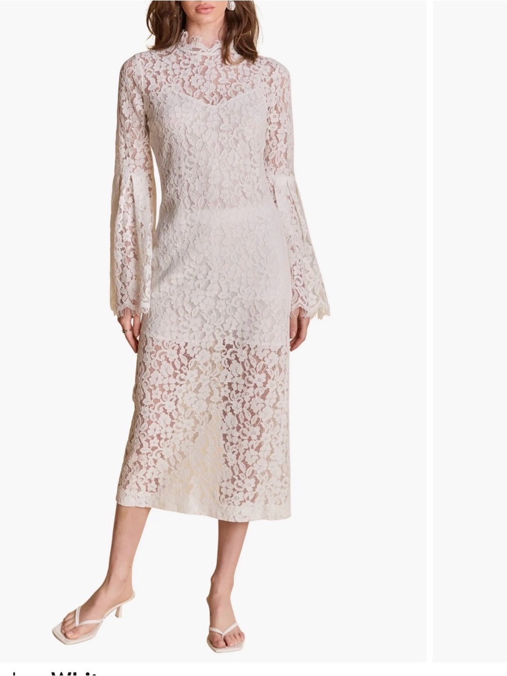 NWOT Endless Rose white Lace Midi Dress with High Neck